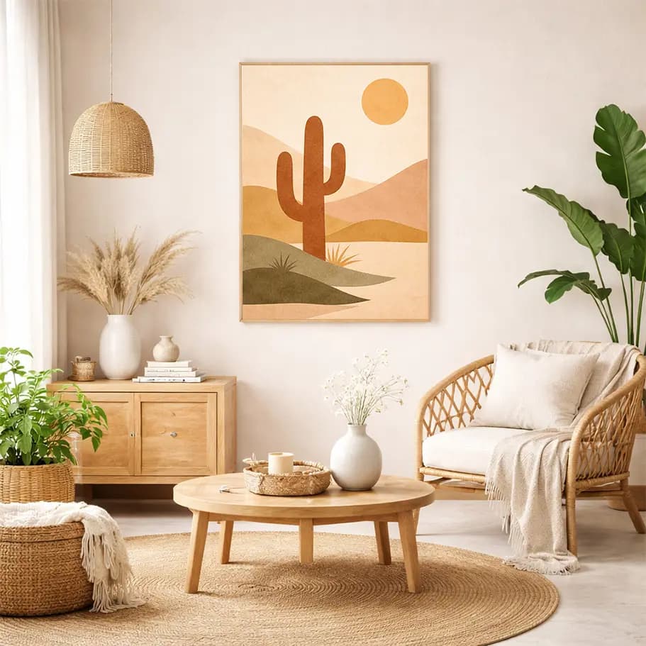 Boho Kaktüs Çöl Posteri