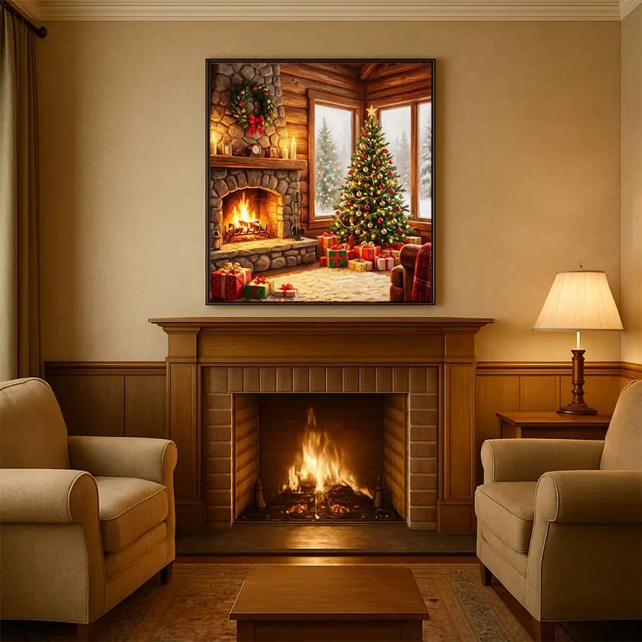 Sıcacık Şömineli Yılbaşı Evi – Noel Ağacı