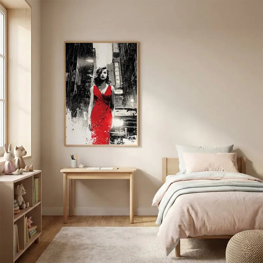 Kırmızı Elbiseli Kadın Noir Posteri