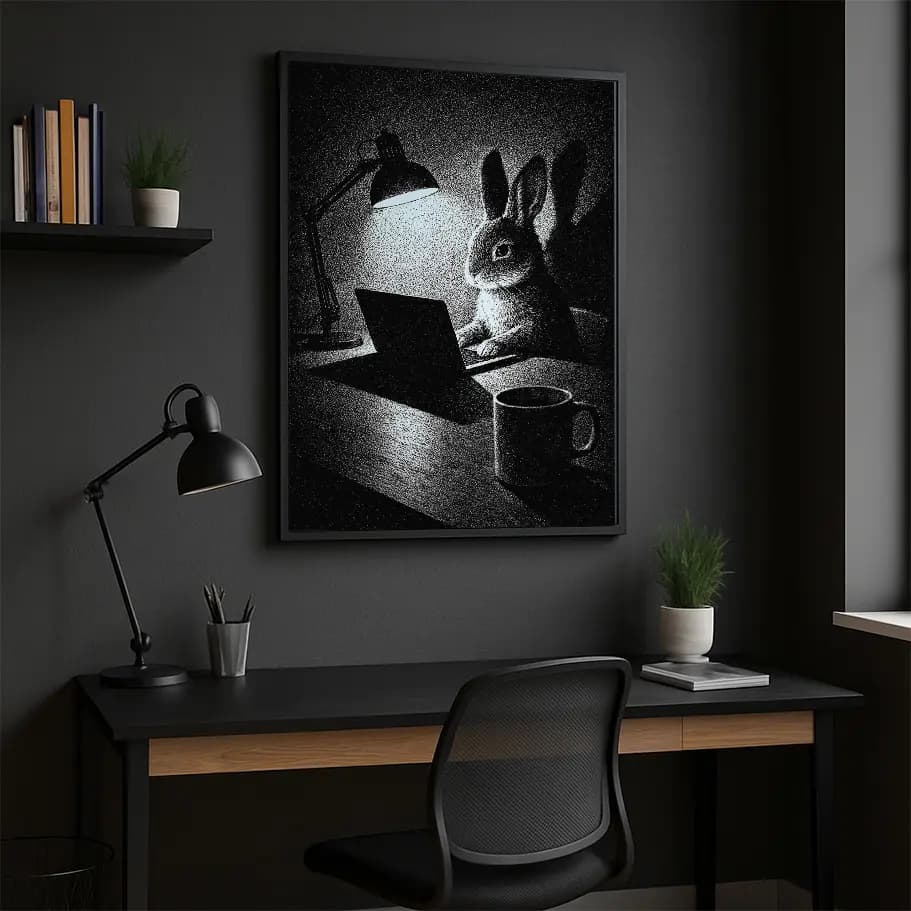 Siyah Beyaz Tavşan Poster