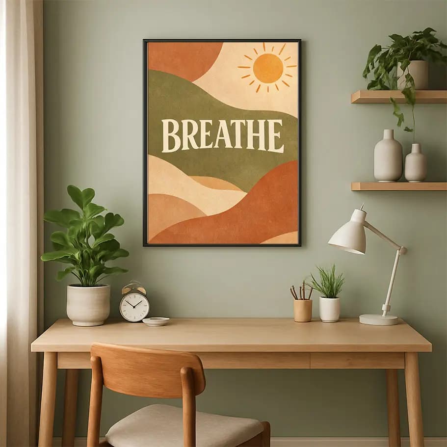 BREATHE Minimalist Boho Duvar Sanatı
