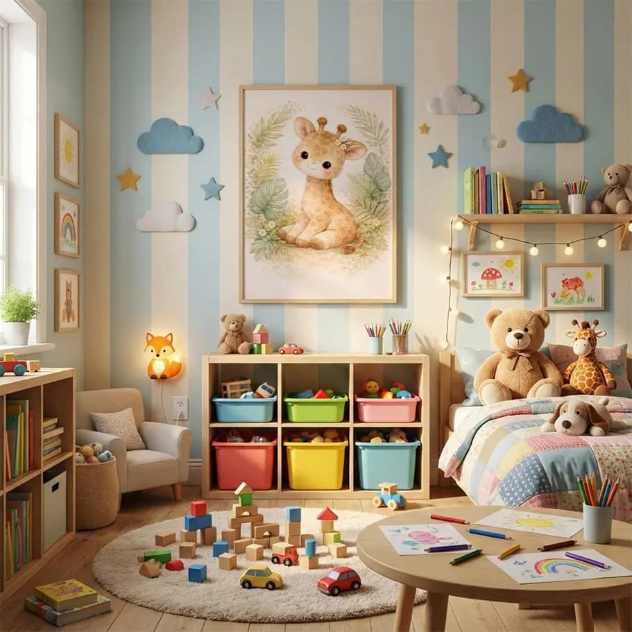 Sevimli Zürafa Bebek Odası Posteri