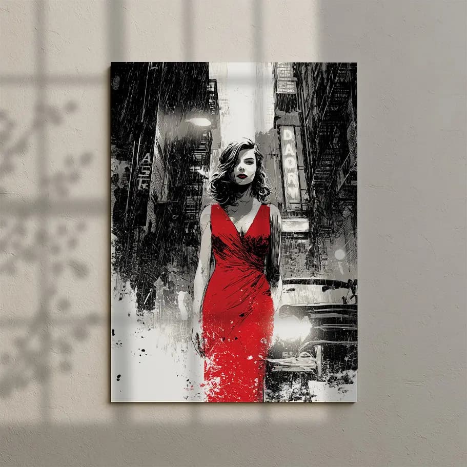 Kırmızı Elbiseli Kadın Noir Posteri