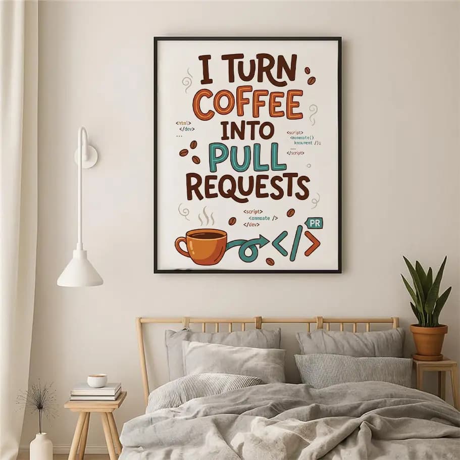 Yazılımcı Kahve ve Kodlama Temalı Poster