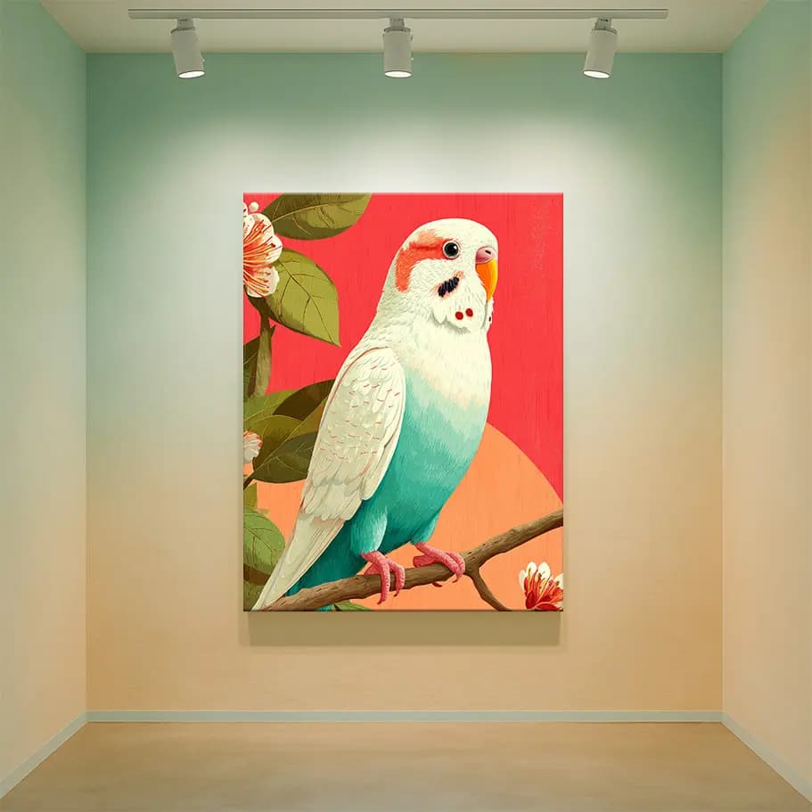 Muhabbet Kuşu Posteri | Tropikal İllüstrasyon Duvar Dekoru