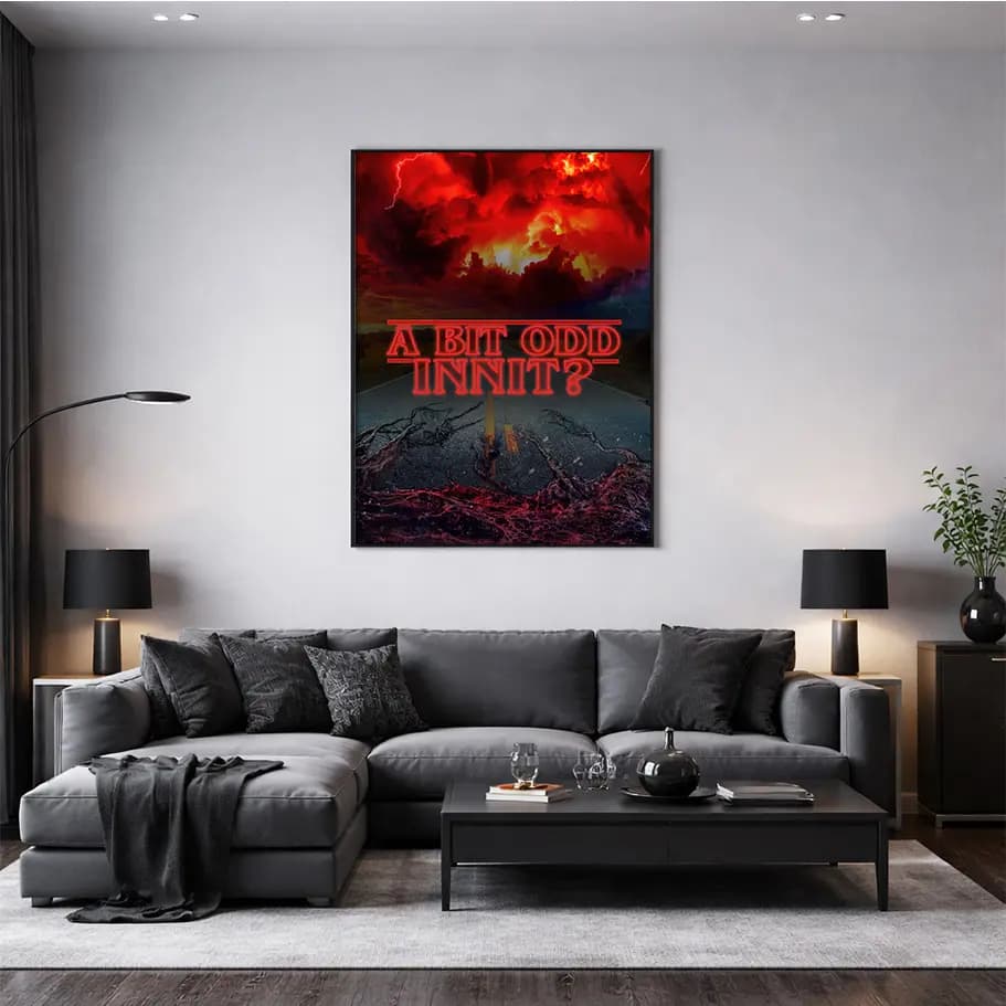 A Bit Odd Innit? Kırmızı Neon Poster | Karanlık Retro