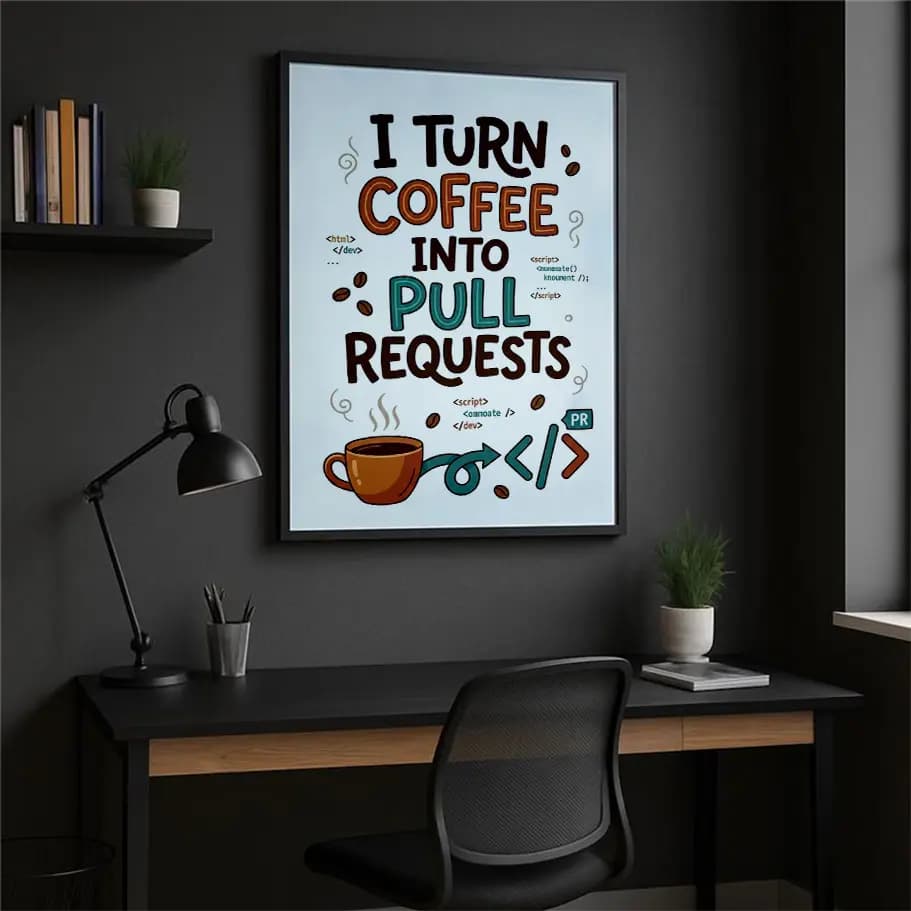 Yazılımcı Kahve ve Kodlama Temalı Poster