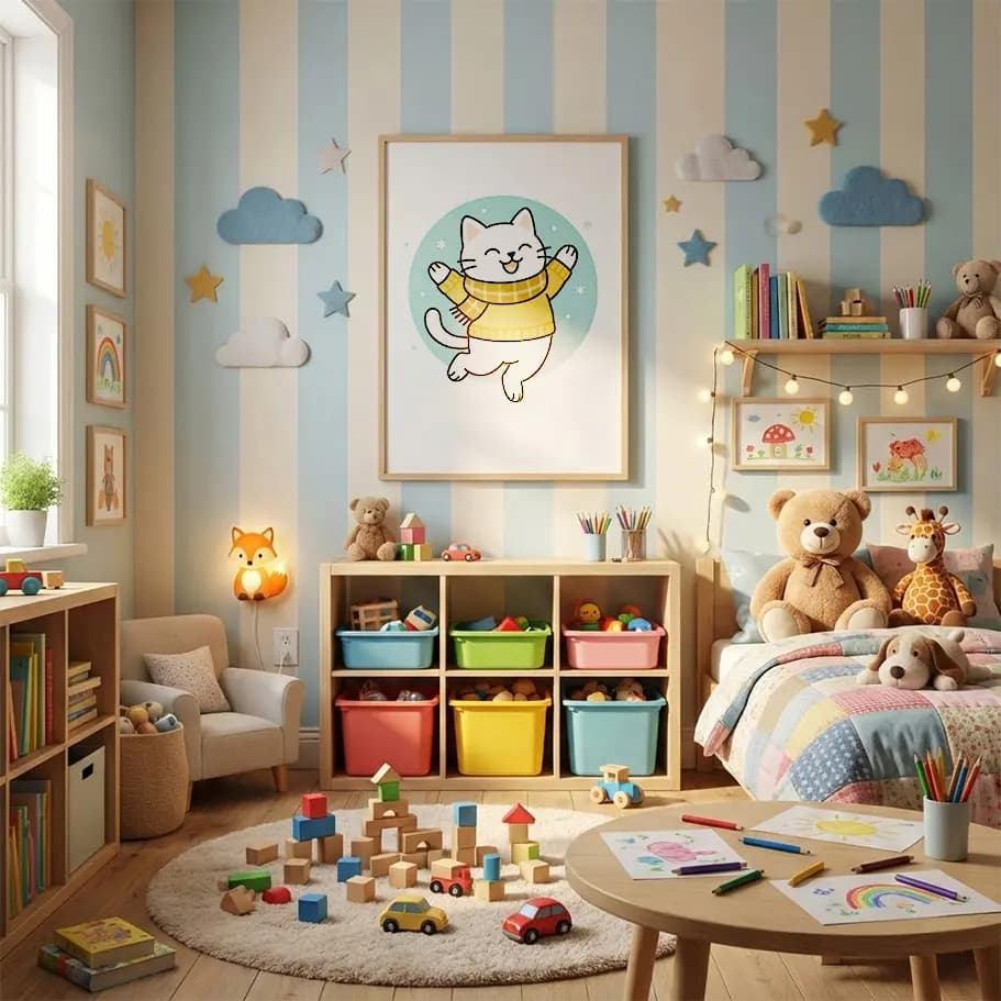 Sevimli Çizgi Kedi Posteri