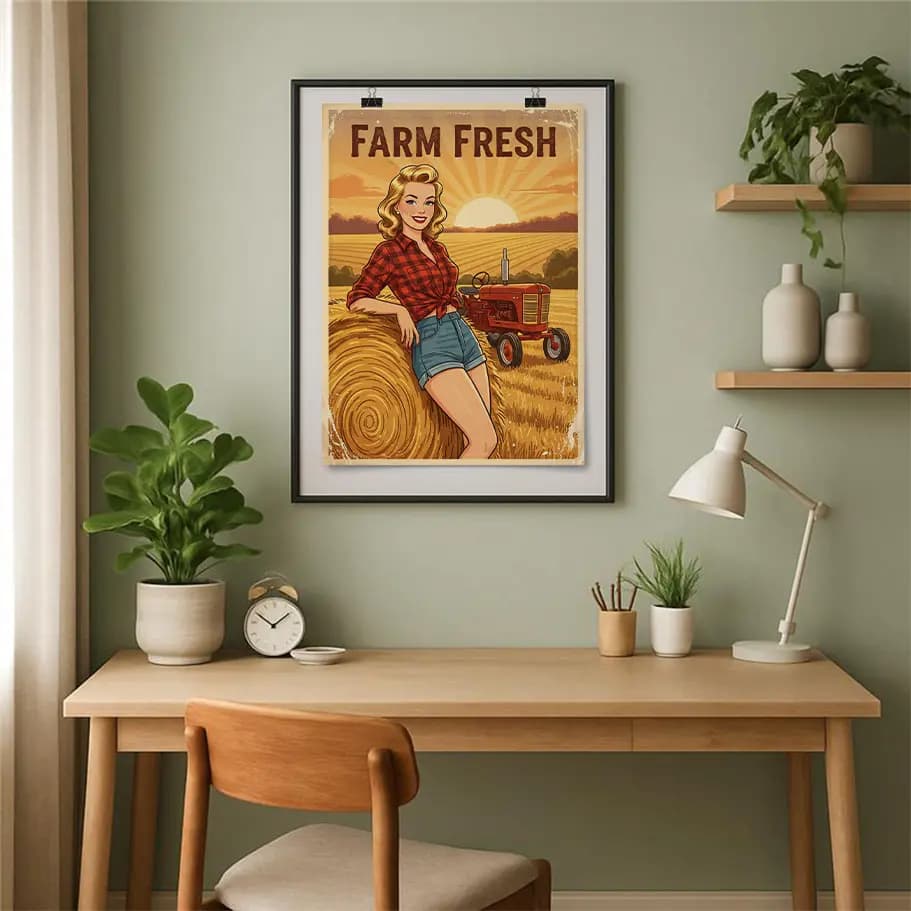 Farm Fresh Retro Çiftlik Posteri