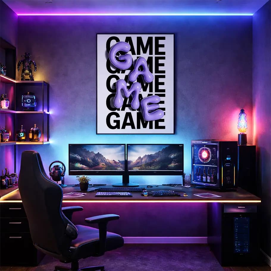 Game 3D Tipografi Modern Poster