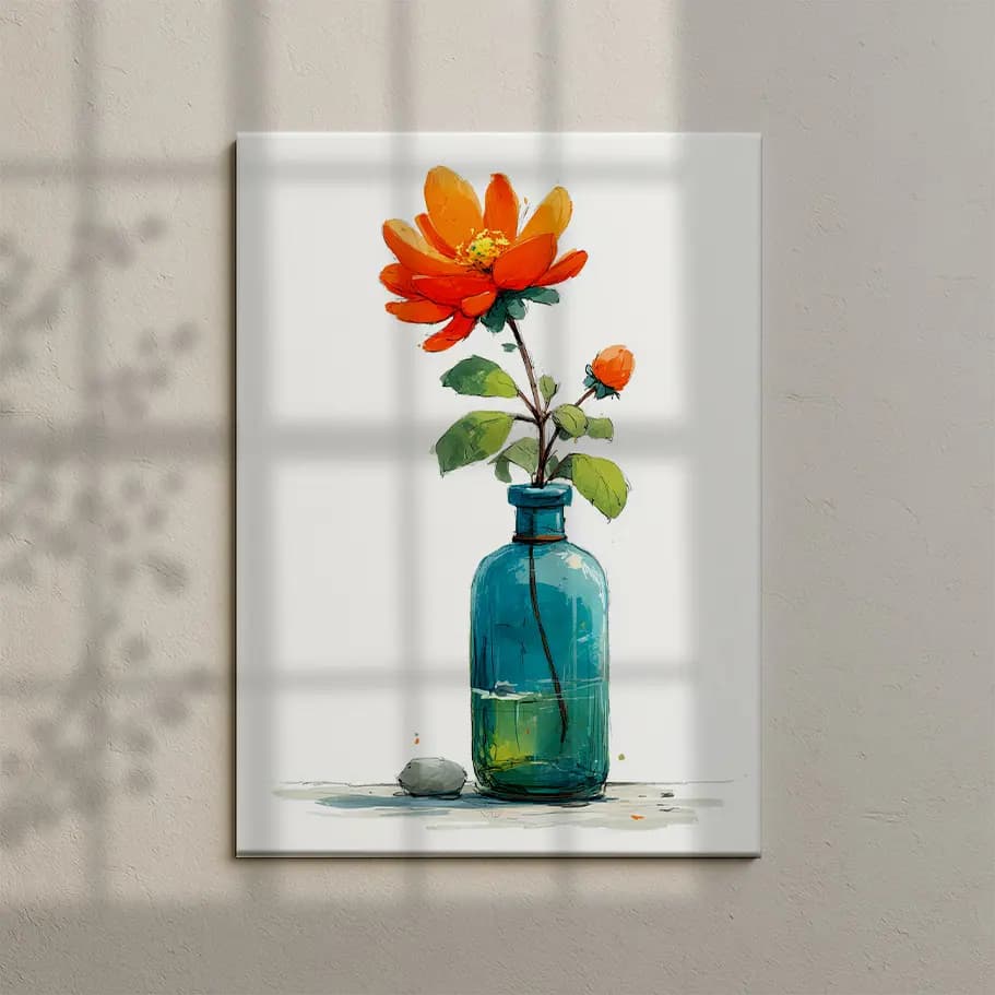 Suluboya Turuncu Çiçek Poster