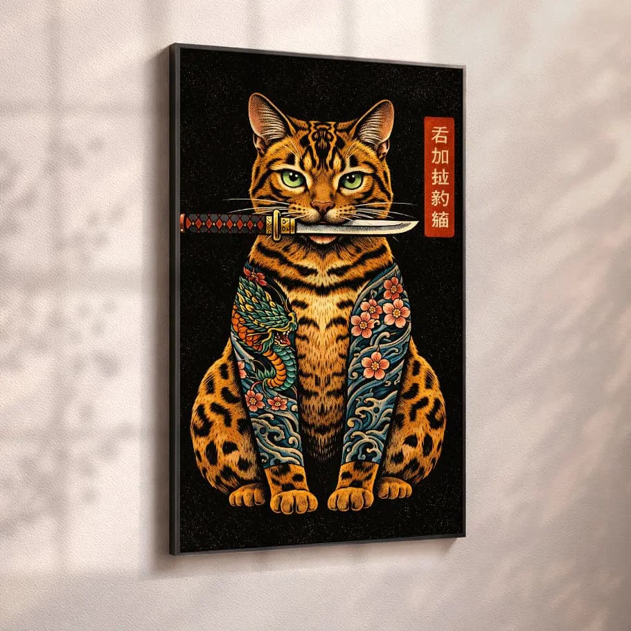 Katana’lı Dövmeli Kedi Posteri