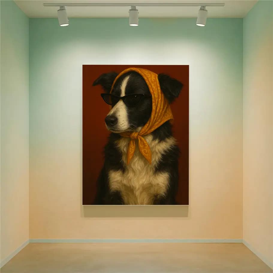 Güneş Gözlüklü Border Collie Poster