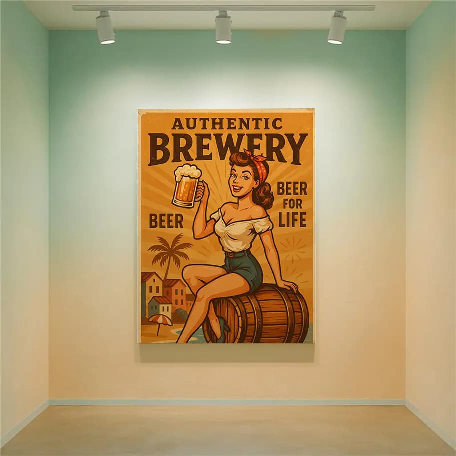 Retro Bira Fabrikası Posteri