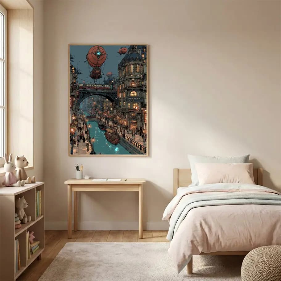 Steampunk Şehir İllüstrasyonu