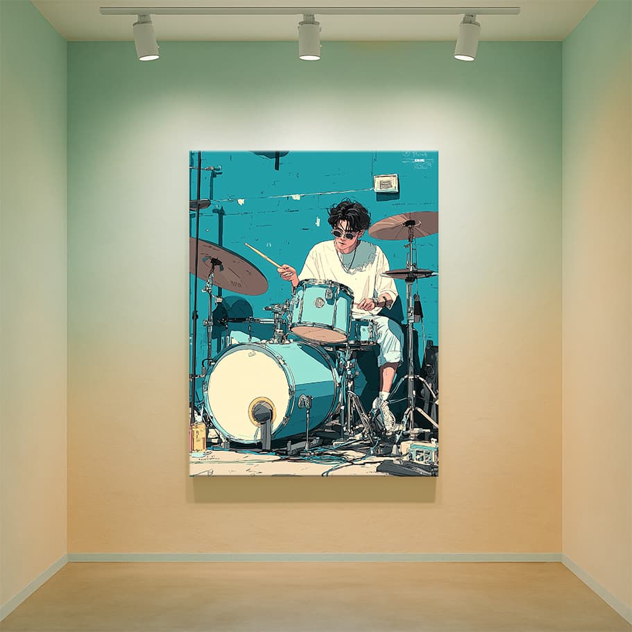Cool Drummer Poster | Modern Davulcu İllüstrasyonu Duvar Dekoru