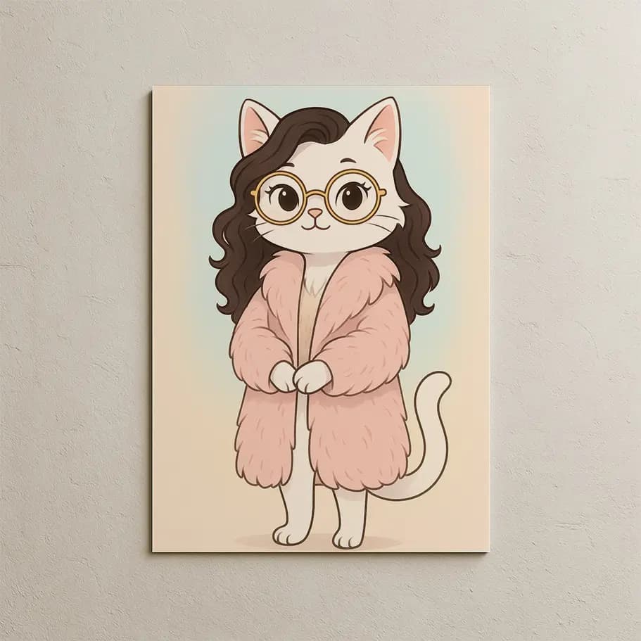 Zarif Beyaz Kedi Posteri