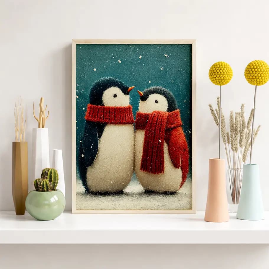 Sevimli Penguen Sevgililer Poster