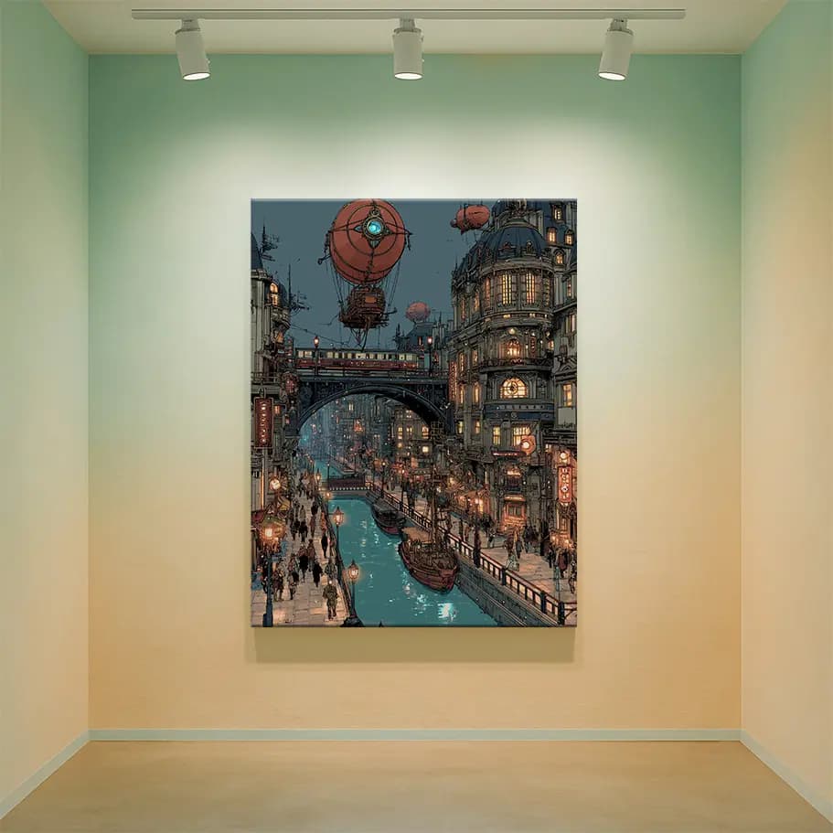 Steampunk Şehir İllüstrasyonu