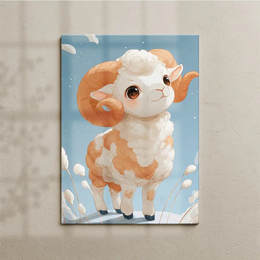 Koç Burcu Duvar Posteri | Minimal & Sevimli Koç Tasarımı