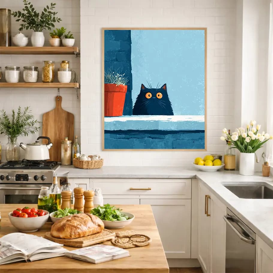 Minimalist Siyah Kedi Posteri 