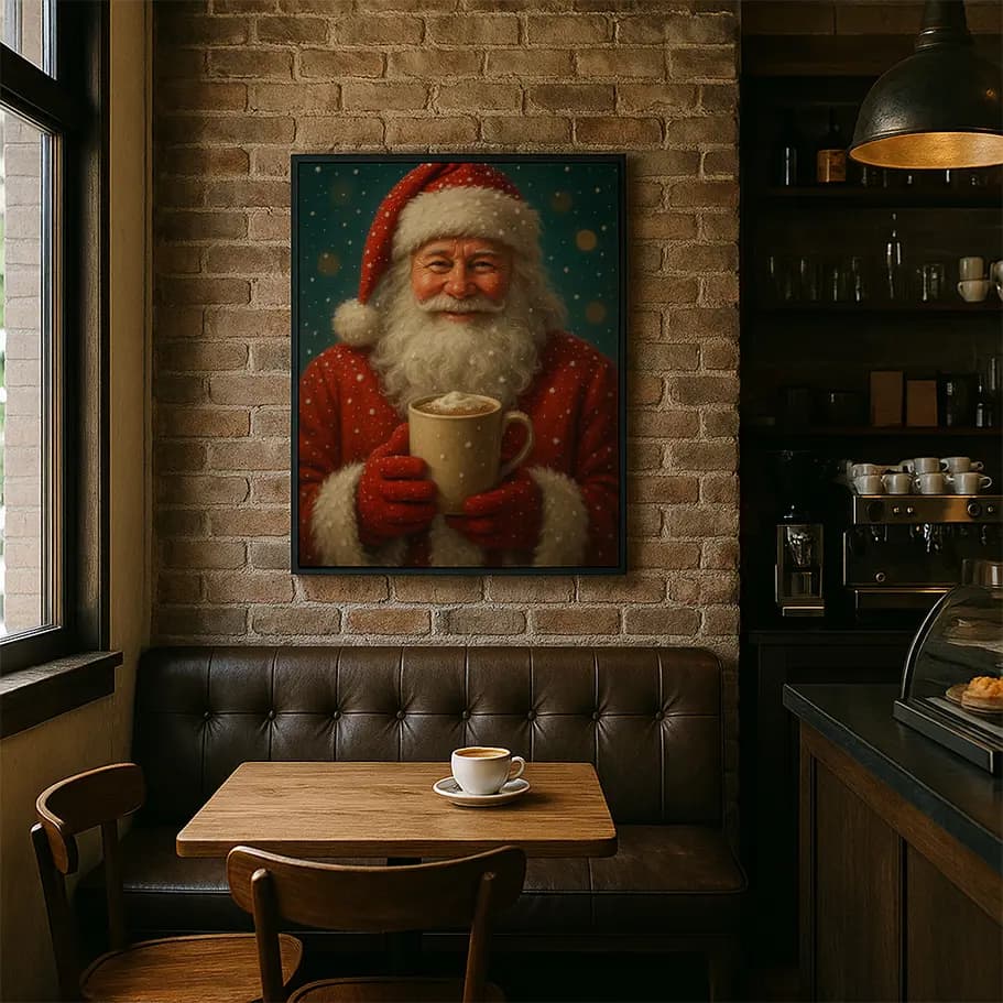 Kahve İçen Noel Baba Posteri