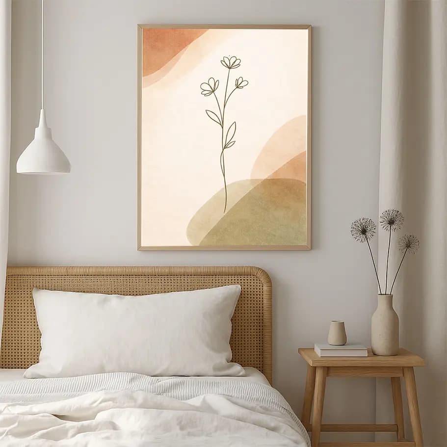 Boho Minimal Çiçek Line Art Poster