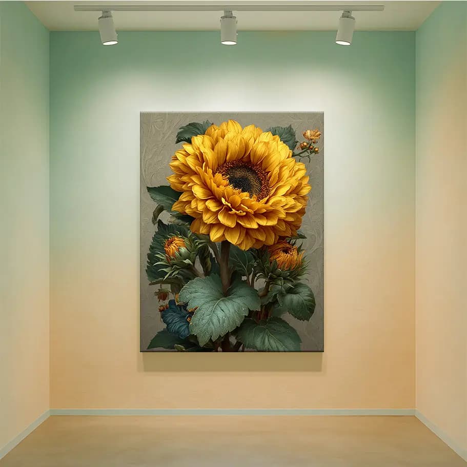 Sarı Ayçiçeği Poster Tablo | Vintage Botanik Duvar Dekoru