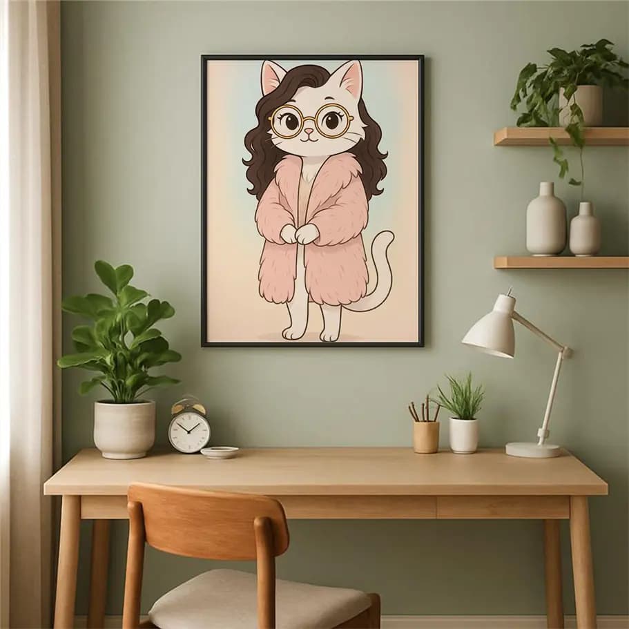 Zarif Beyaz Kedi Posteri