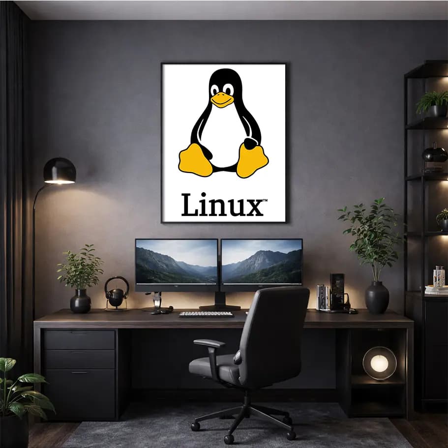 Linux Poster (Tux Penguen) | Minimal Developer Duvar Dekoru
