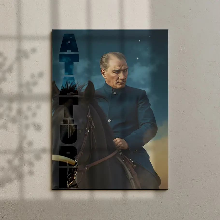 Atatürk Yazılı At Üzerinde Portre Poster