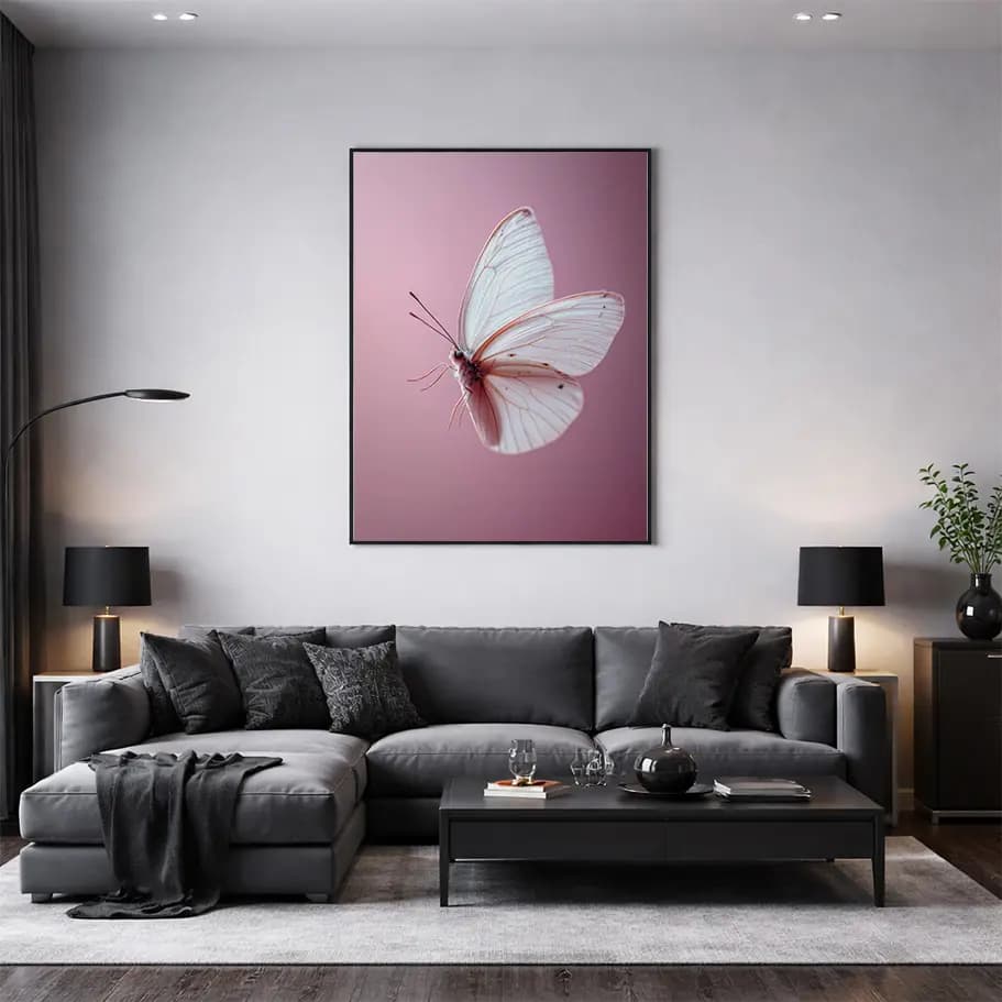 embe Fon Üzerinde Beyaz Kelebek Poster