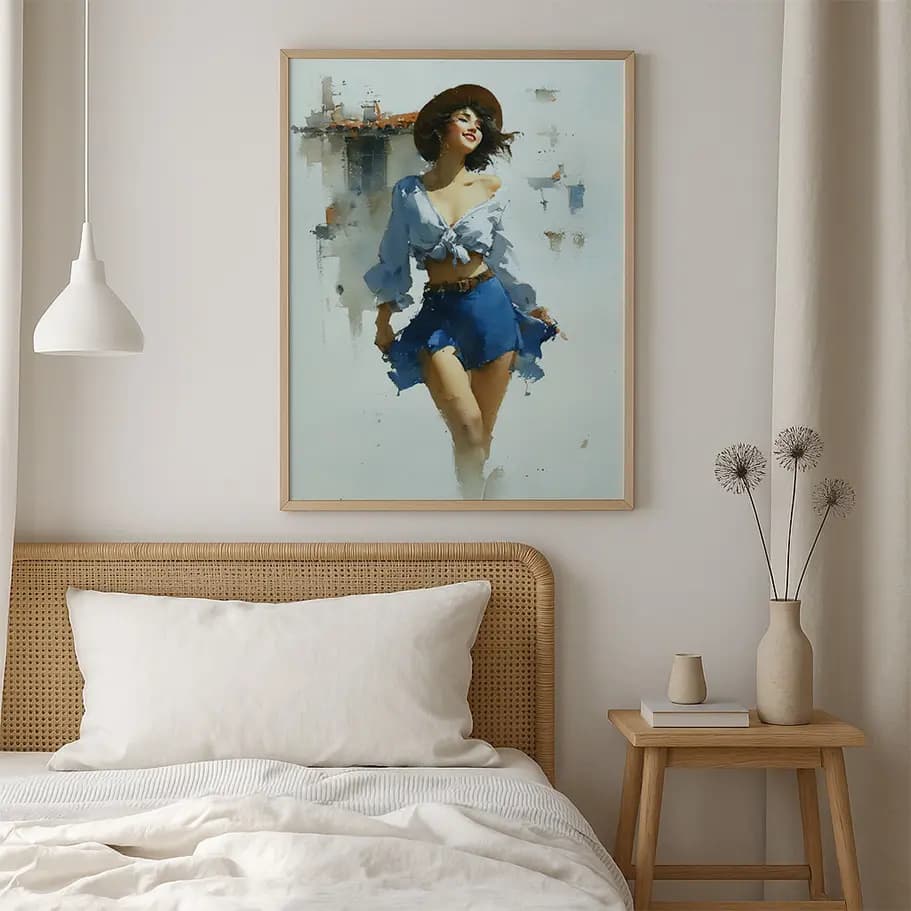 Şapkalı Kadın Suluboya Posteri 