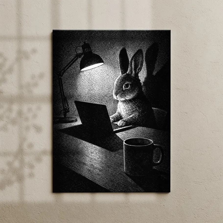 Siyah Beyaz Tavşan Poster