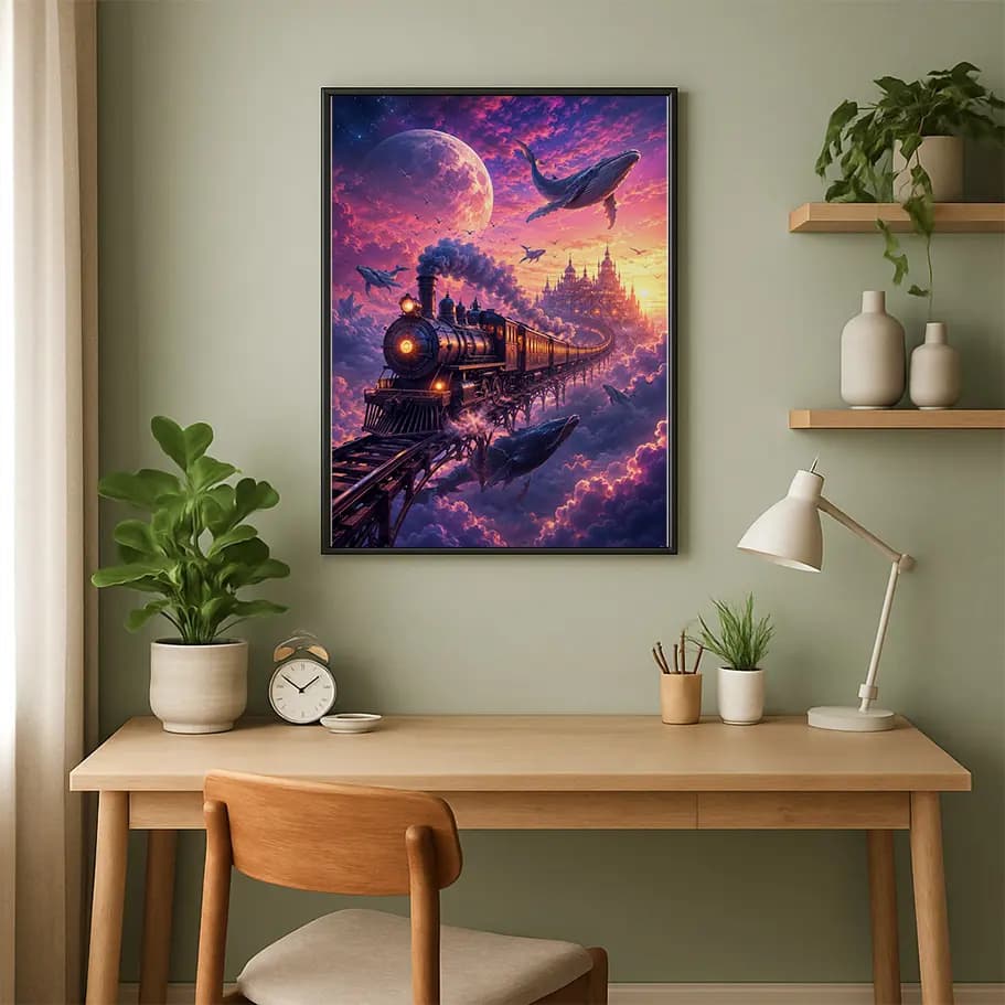 Gökyüzünde Balinalı Tren Posteri