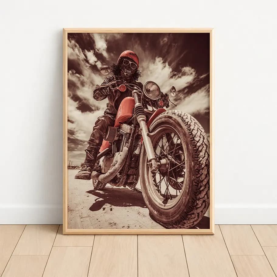 Maskeli Biker ve Custom Motosiklet Posteri