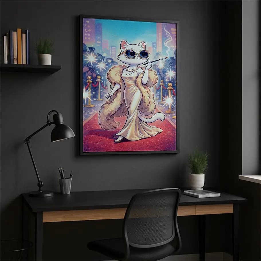 Ünlü kedi illüstrasyon posteri