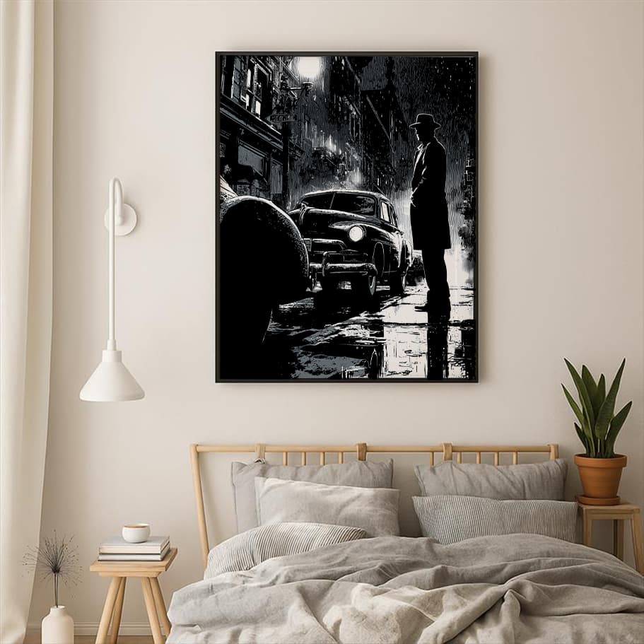 Yağmur Altında Dedektif Silüeti