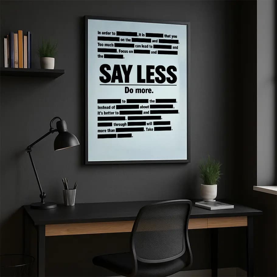 Say Less Do More Motivasyon Poster 